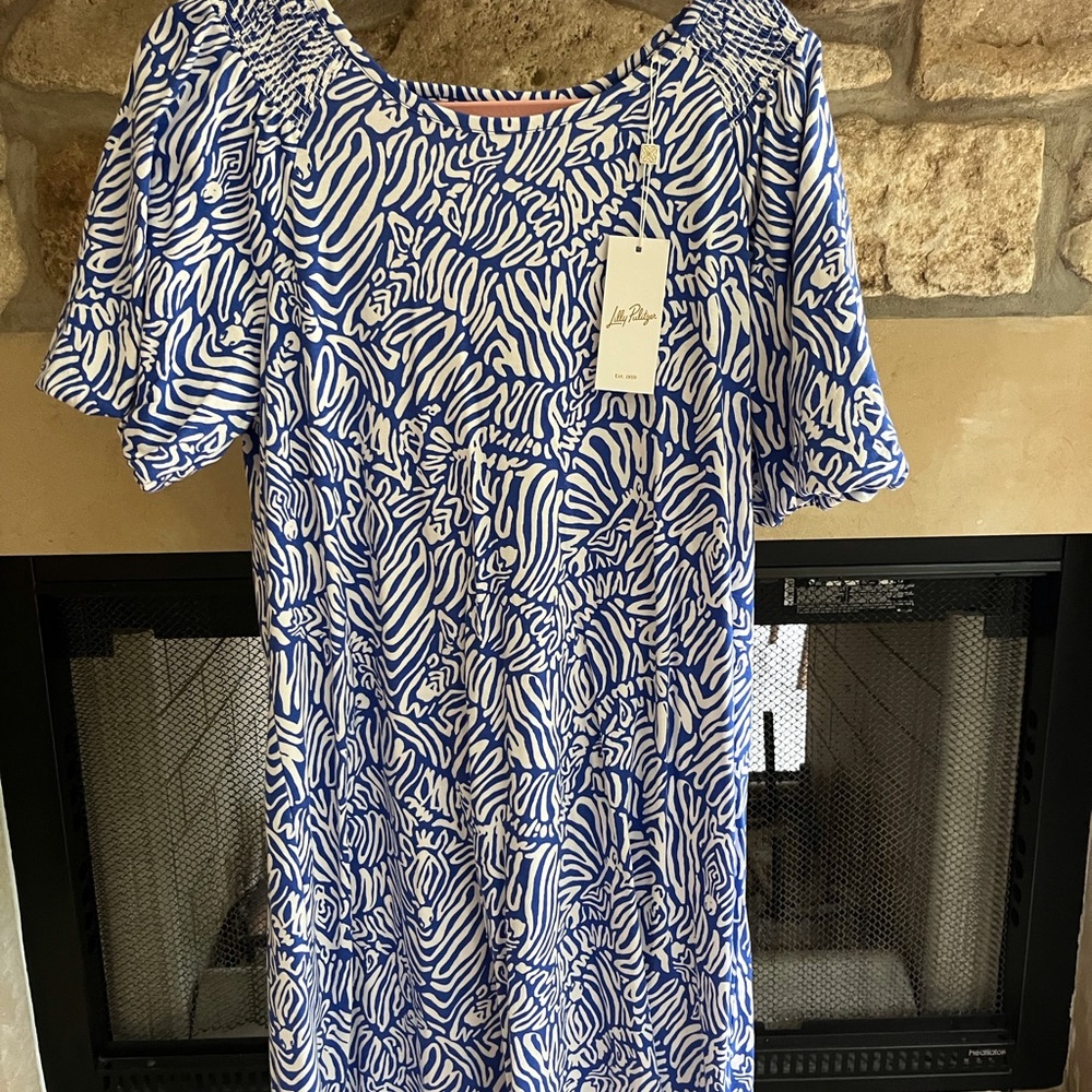 Lilly Pulitzer Blue and White Patterned Fabric
